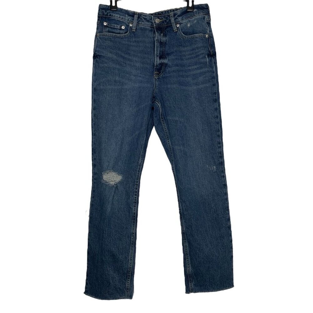 Free Assembly Jeans Size 10 Super High Rise Straight Distressed Raw Hem Womens